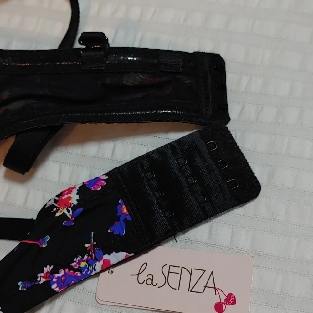 NWT BLACK MULTI FLORAL LA SENZA PERFECTLY ME PUSH UP BRA 34B - Picture 11 of 12